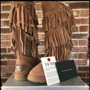 Australia Luxe Collective Brand Navajo Genuine Sheepskin Fringe Boots US SZ 7